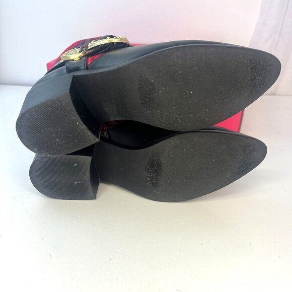 Betsey Johnson Wilma Black Plaid Booties Size 7.5 Ladies Eclectic Western Animal - Picture 4 of 12